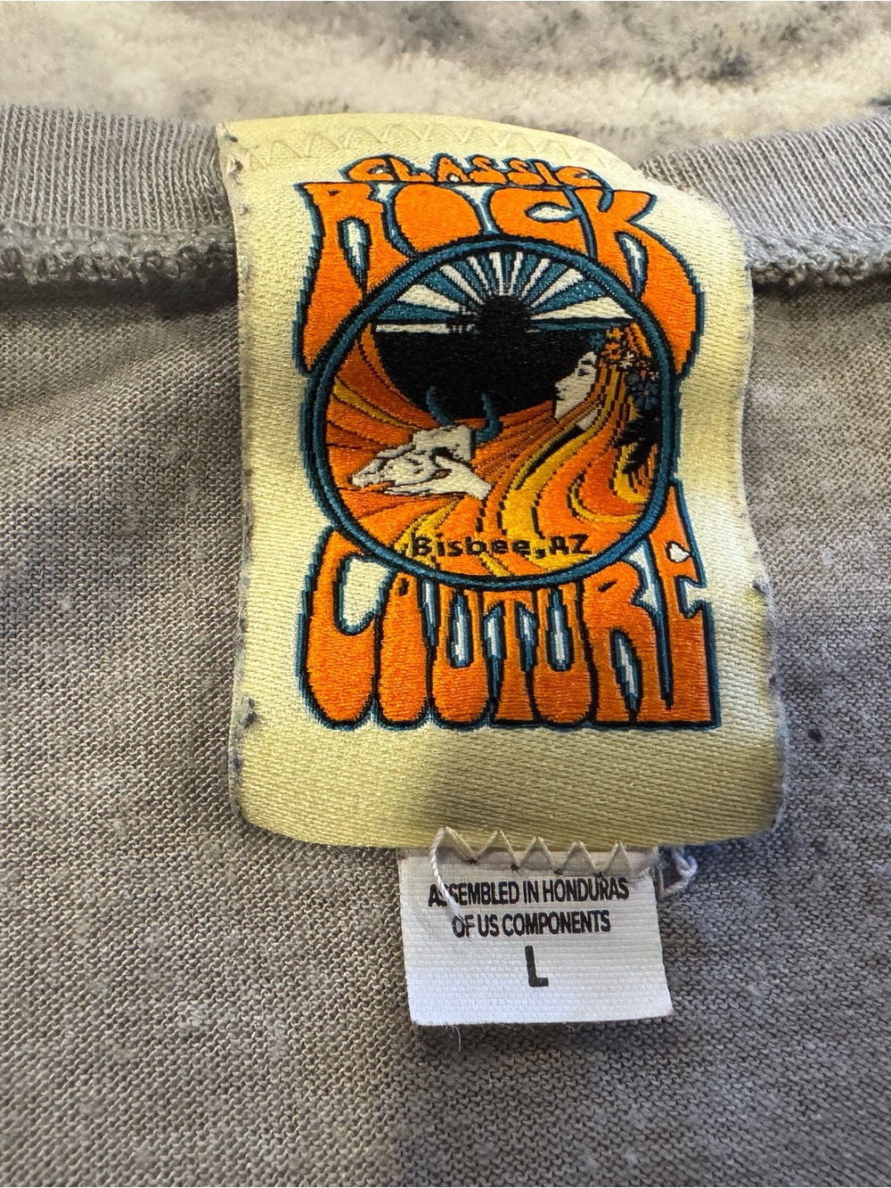 Classic Rock Couture Graphic Label Tank - Beige with Orange & Teal Print - Picture 3 of 3